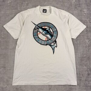 Florida Marlins Shirt Mens XL White Vtg 1990 Trench Single Stitch MLB Baseball